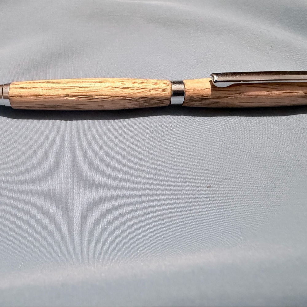 Wood Turned Ballpoint Pen with Silver Accents